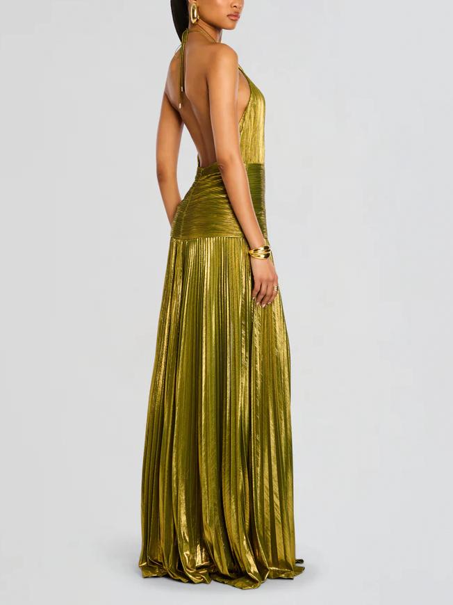 Vestido Maxi Metálico Thalia Peridot