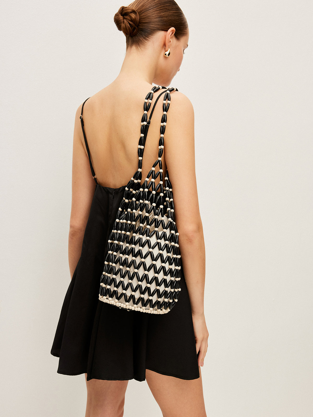 Bolso Tote Tejido con Cuentas Estilo Artesanal