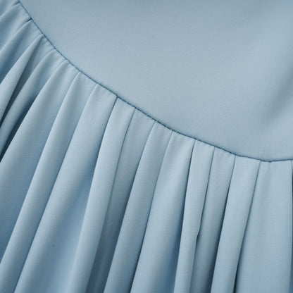 Vestido Maxi Azul Asimétrico Plisado Catherine