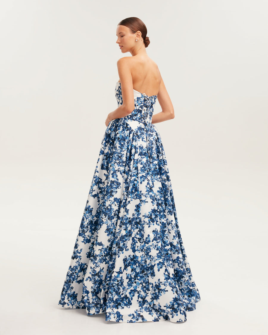 Vestido Maxi Strapless Ethereal Blossom Romántico